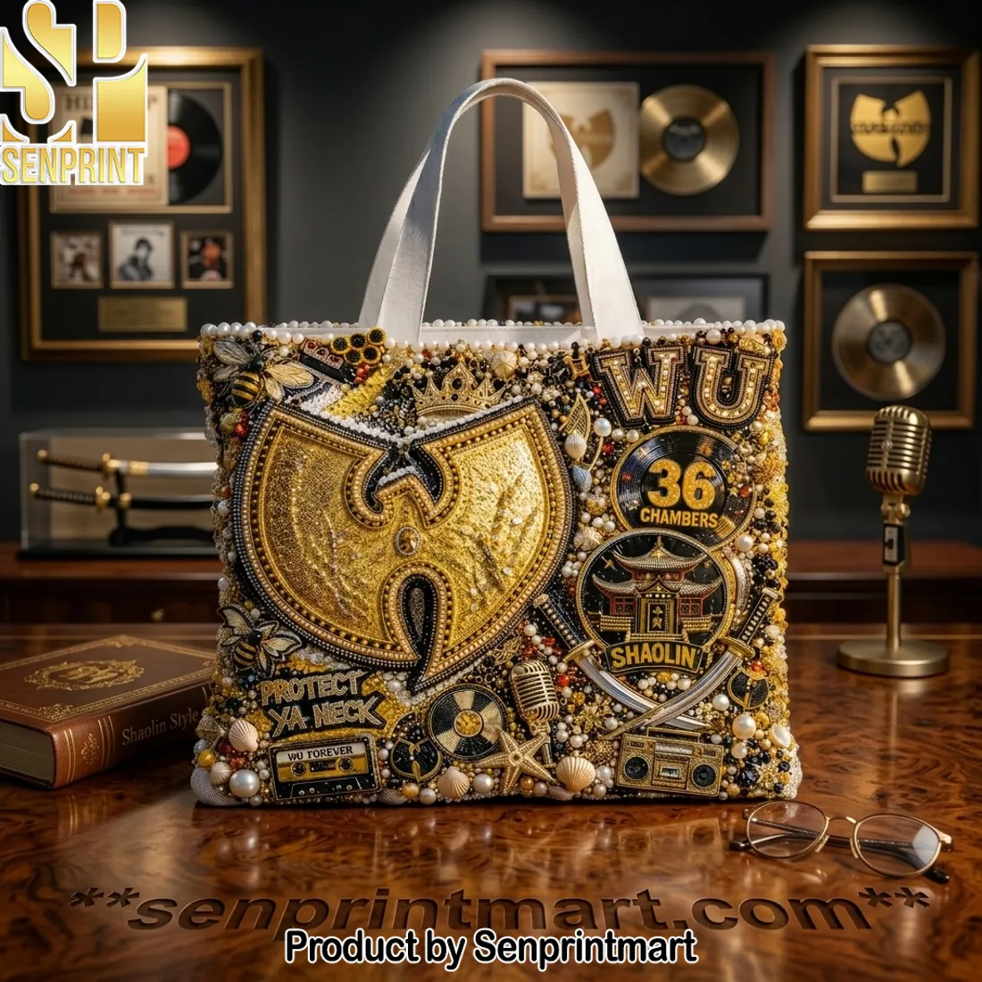 Wu-Tang Clan 36 Chambers Luxury Beaded Embellished Tote Bag