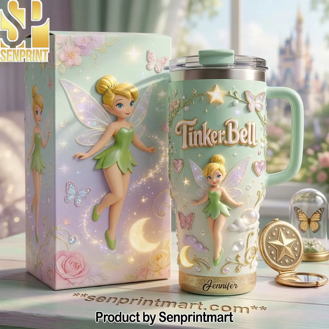 Personalized Tinker Bell 3D Effect Pastel Fairy Insulated Tumbler