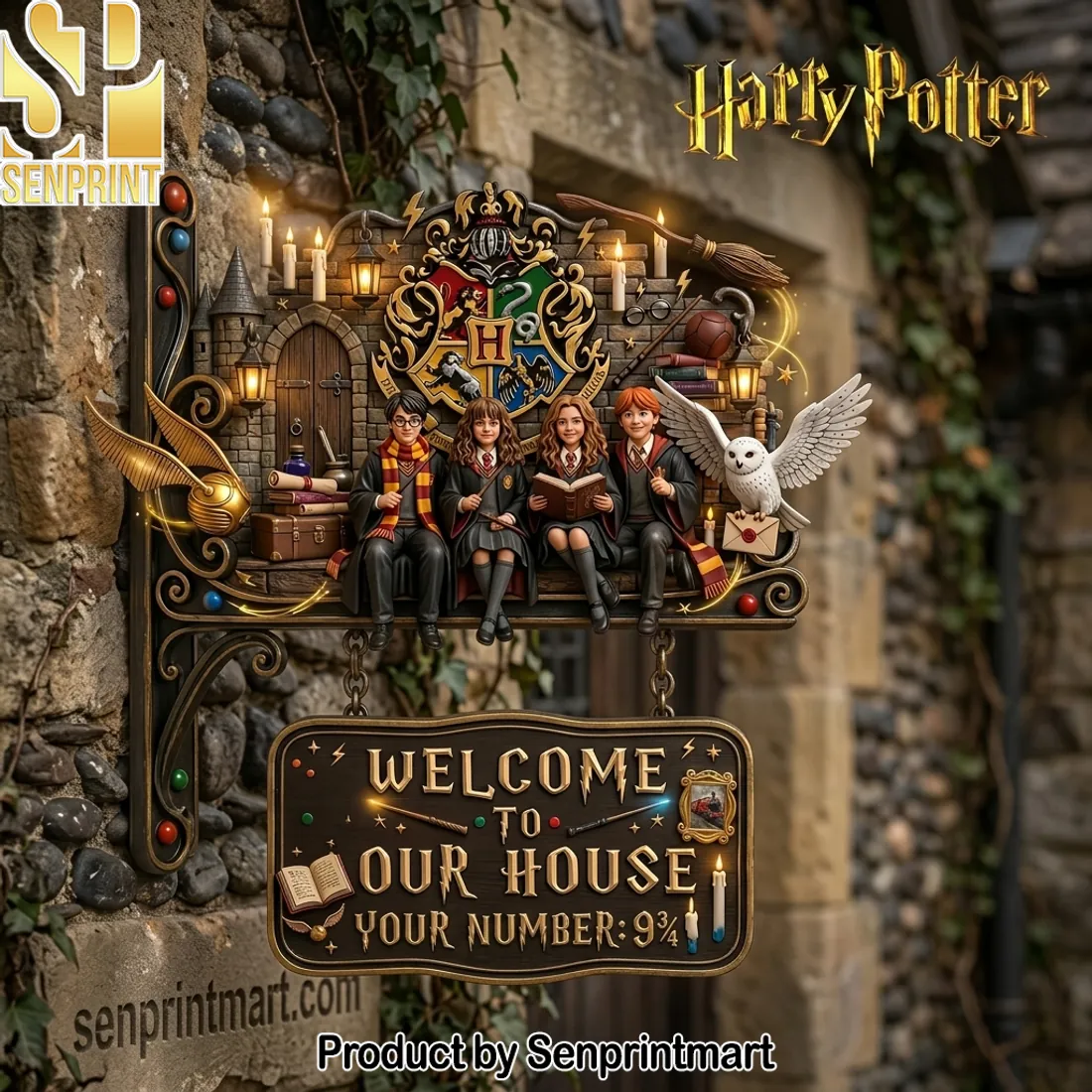 Harry Potter Personalized Welcome To Our House Custom 3D Hanging Sign