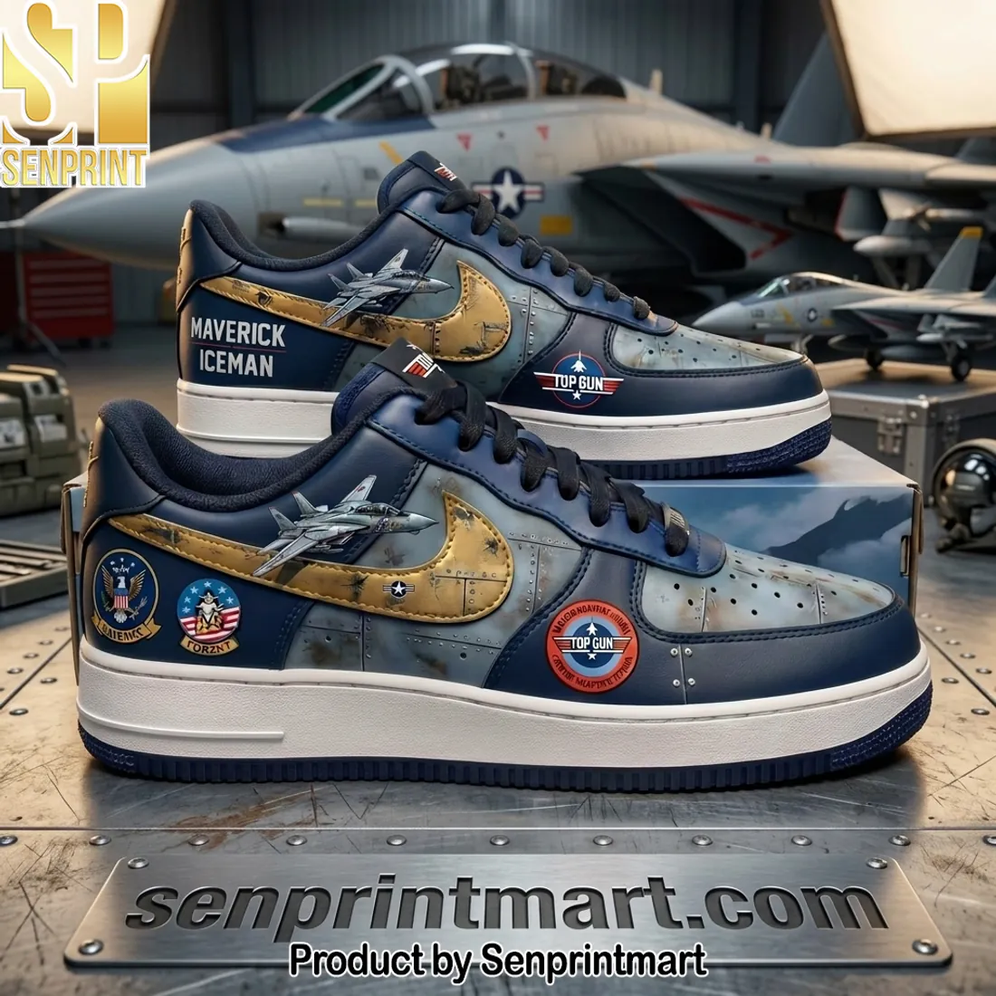 Top Gun Maverick Iceman Custom Fighter Jet Low-Top Sneakers