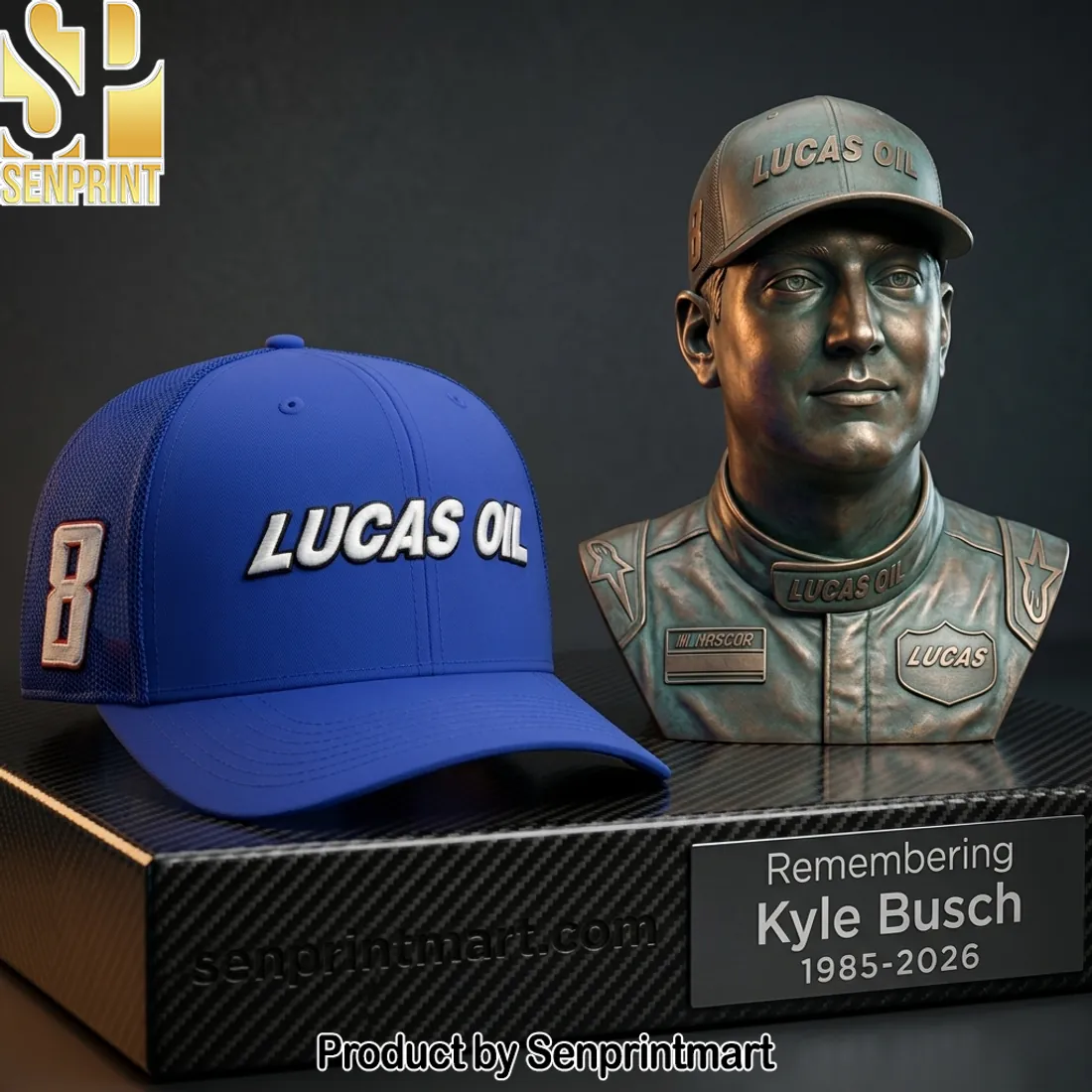 Kyle Busch No 8 Lucas Oil Blue Mesh Trucker Hat