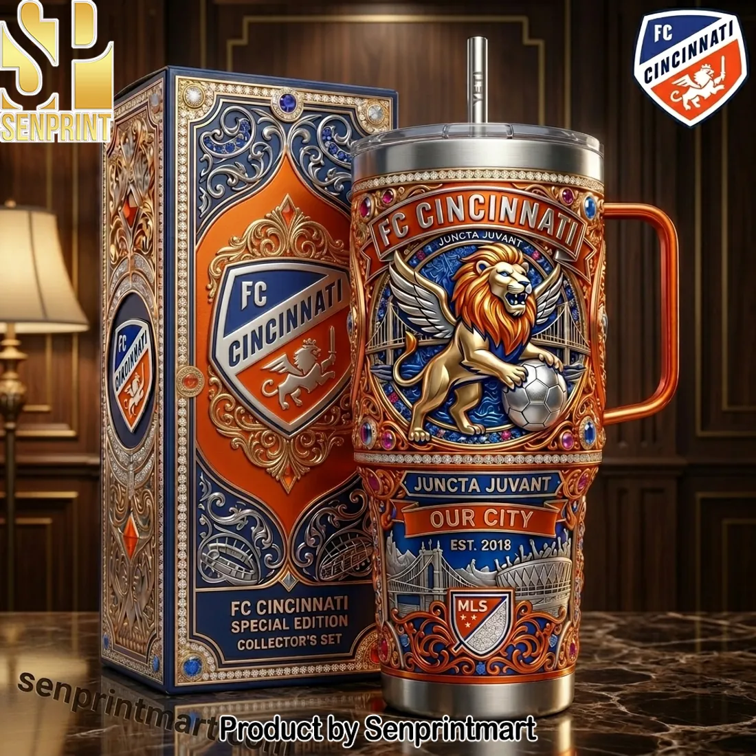 FC Cincinnati Special Edition Collector’s Set 3D Embossed 40oz Tumbler With Handle