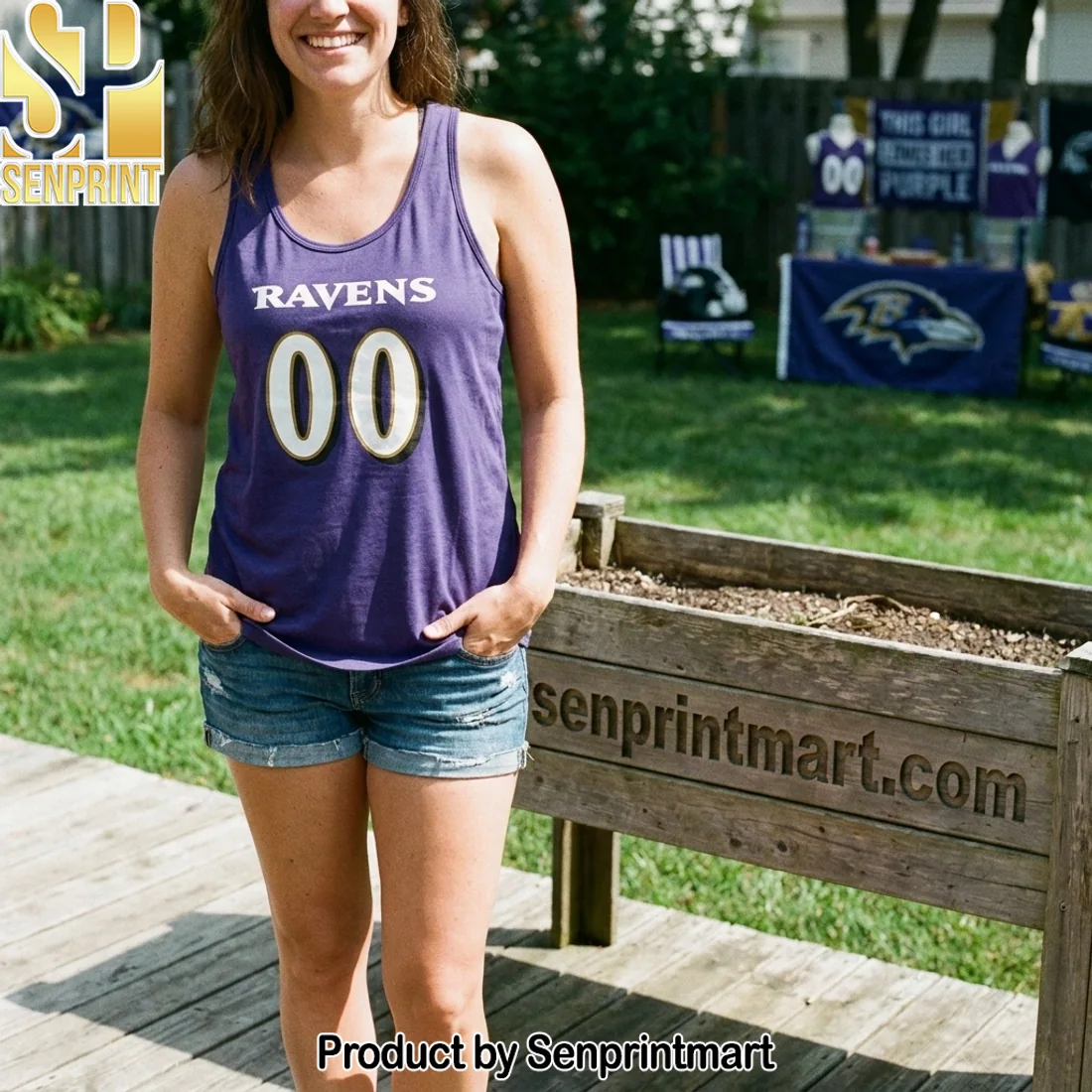 Baltimore Ravens Women’s Custom Number This Girl Loves Her Purple Game Day Tank Top Jersey