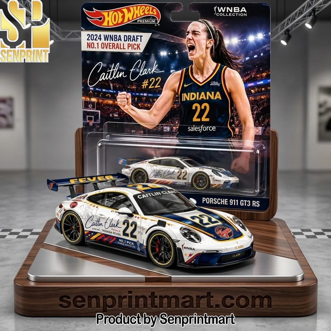 Hot Wheels Premium Caitlin Clark 2024 WNBA Draft No 1 Pick Porsche 911 GT3 RS Diecast Car