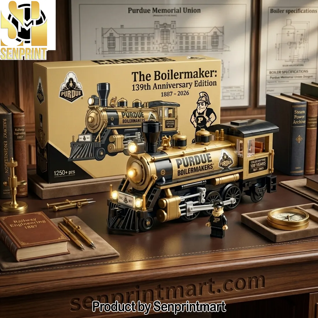 Purdue Boilermakers 139th Anniversary Edition Gold Train Building Block Set