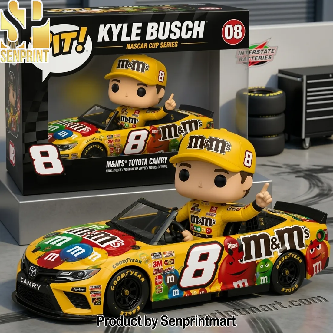 Kyle Busch NASCAR Cup Series 8 M&Ms Toyota Camry PIT Collectible Vinyl Figure