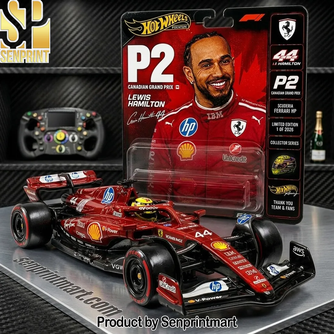 Hot Wheels Lewis Hamilton Ferrari F1 Canadian GP P2 Limited Edition Diecast Car