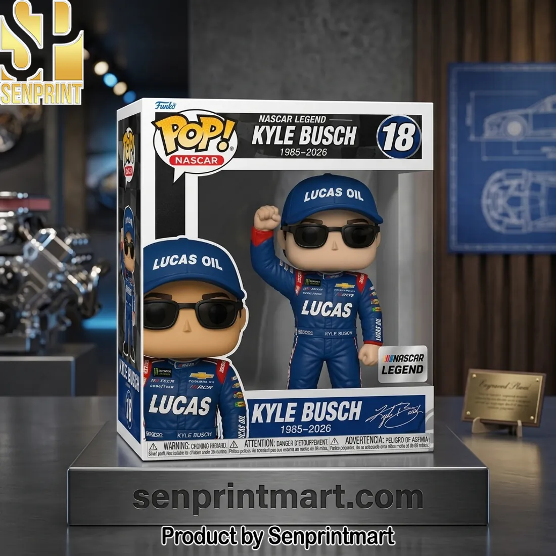 NASCAR Legend Kyle Busch 18 Lucas Oil Commemorative Vinyl Figure
