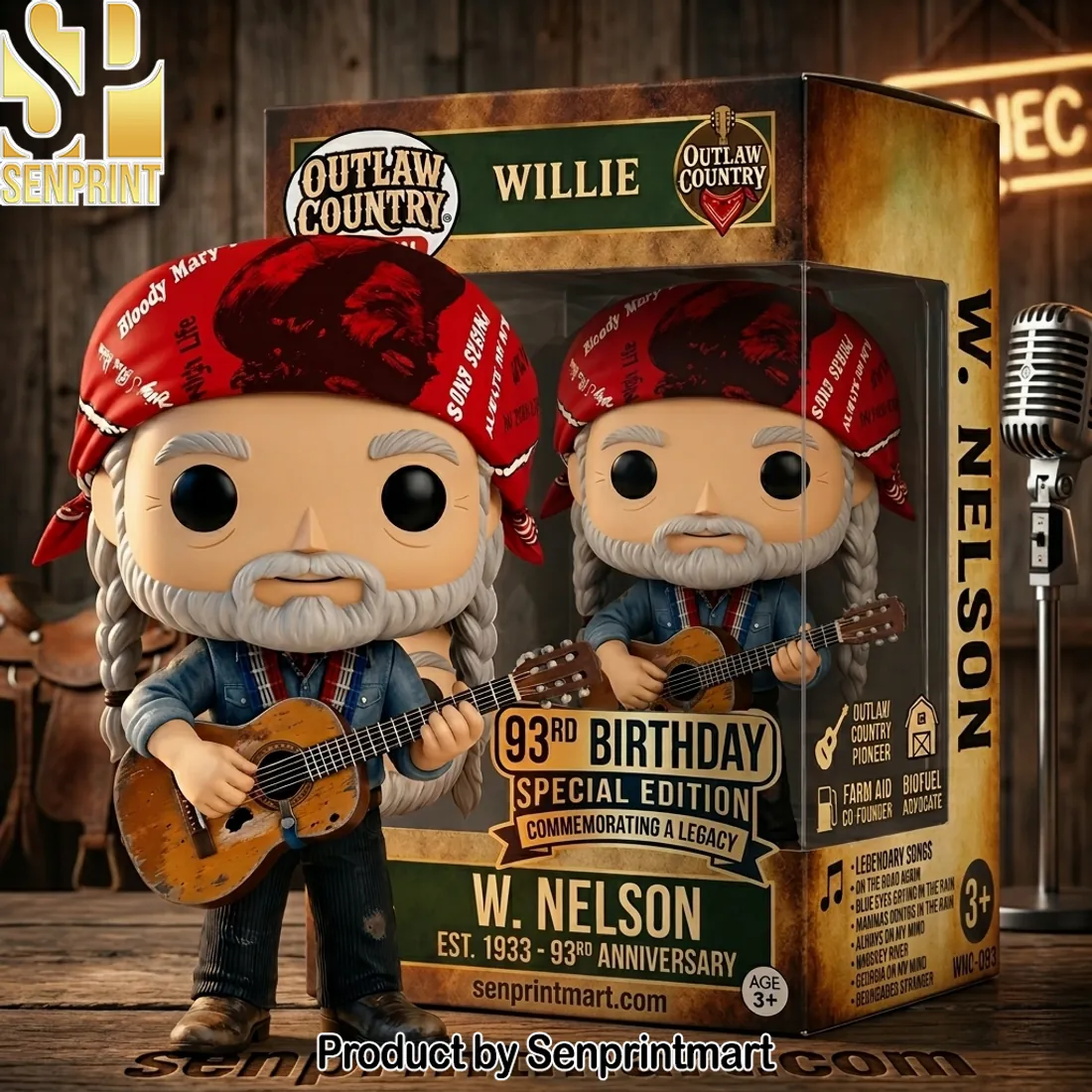 Willie Nelson Outlaw Country 93rd Birthday Special Edition Vinyl Figure