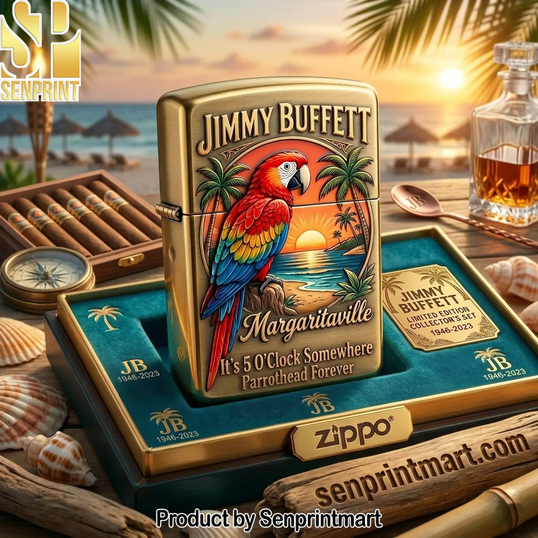 Jimmy Buffett Margaritaville Parrothead Forever Commemorative Brass Zippo Lighter