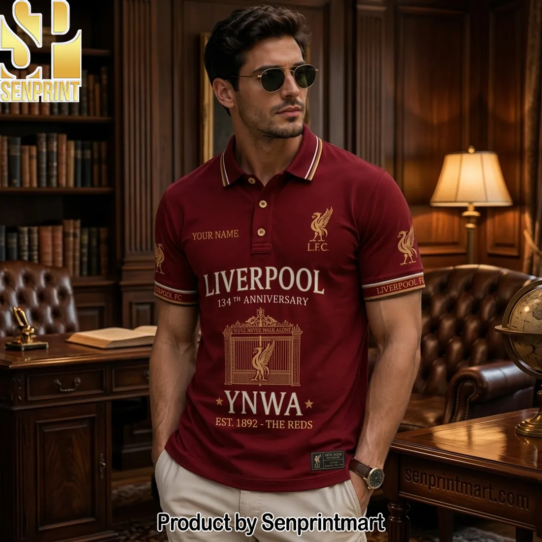 Liverpool FC 134th Anniversary Personalized YNWA Polo Shirt