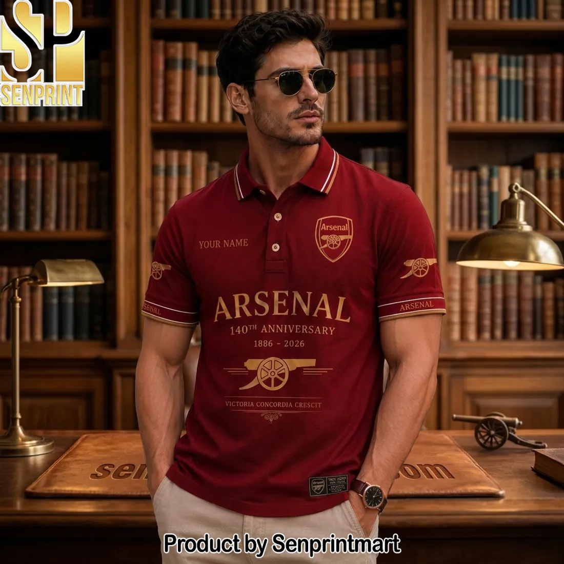 Arsenal 140th Anniversary 1886-2026 Personalized Polo Shirt