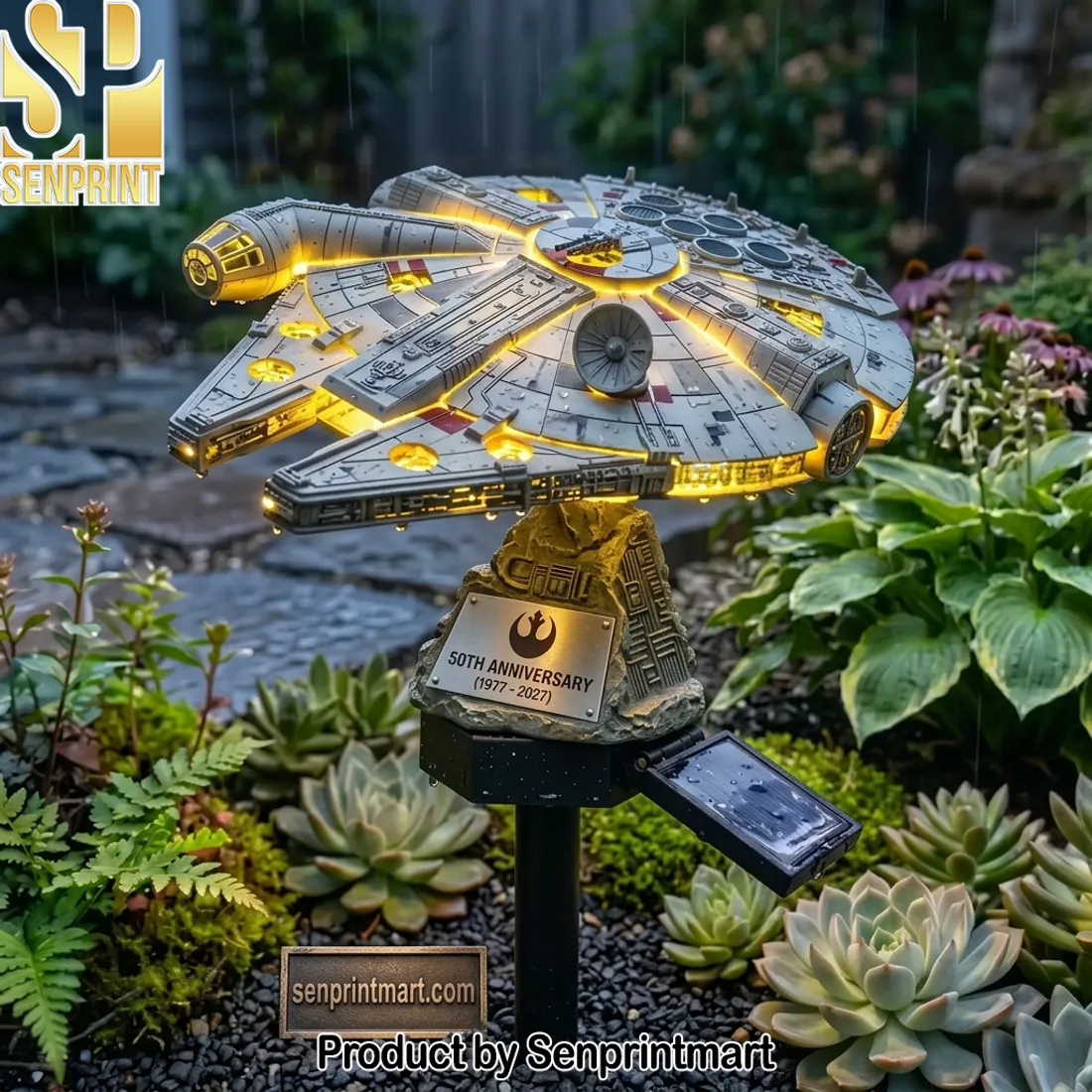 Star Wars 50th Anniversary (1977-2027) Millennium Falcon Solar Garden Light