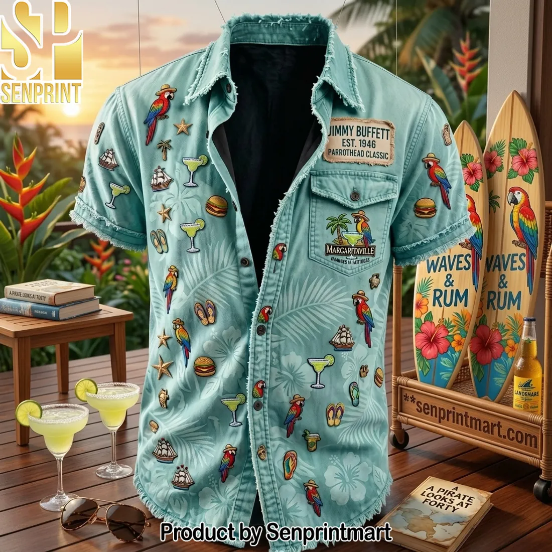 Jimmy Buffett Margaritaville Parrothead Classic Hawaiian Shirt