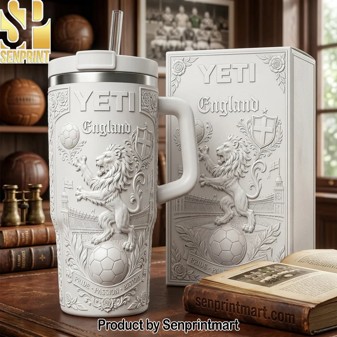 Yeti England Football Pride Passion History 3D Embossed Travel Mug