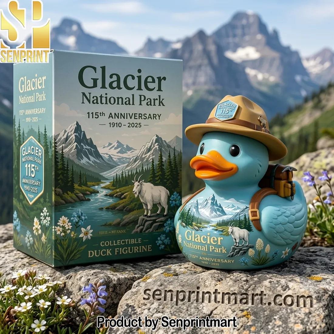Glacier National Park 115th Anniversary Ranger Collectible Duck Figurine