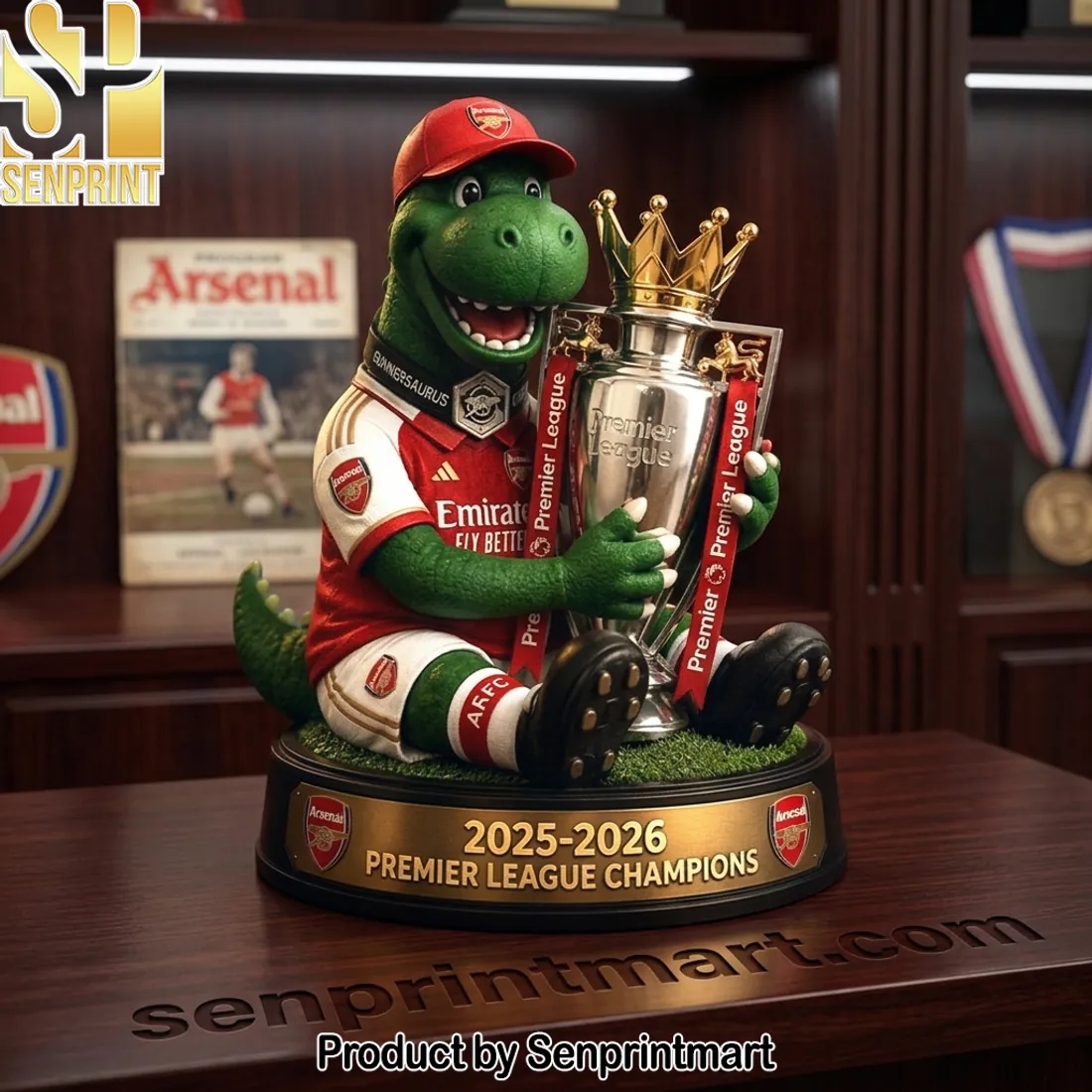 Arsenal Gunnersaurus 2025-2026 Premier League Champions Trophy Collectible Figurine