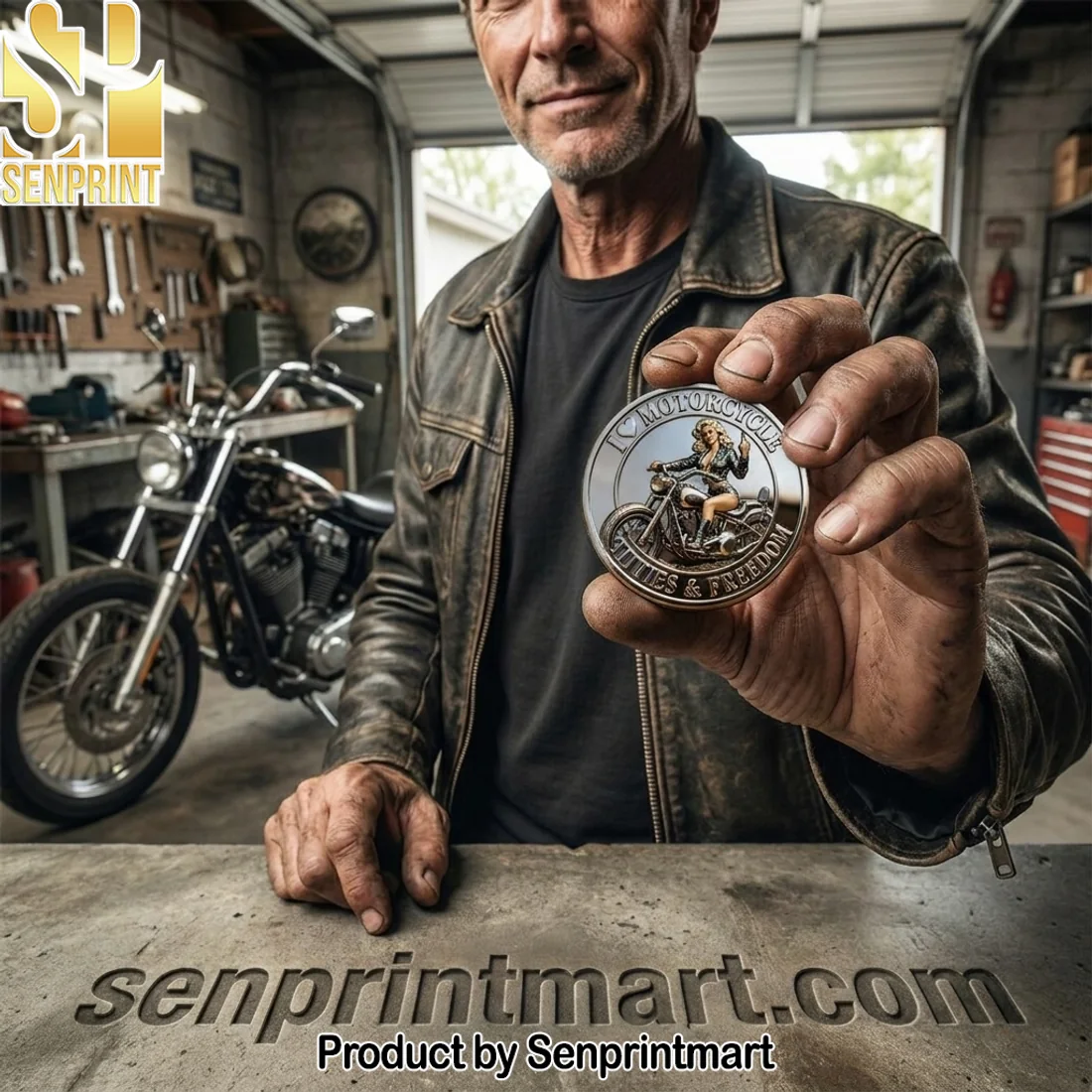 Old Bastards Motorcycle Club Lifetime Member Titties and Freedom Double Sided Biker Challenge Coin