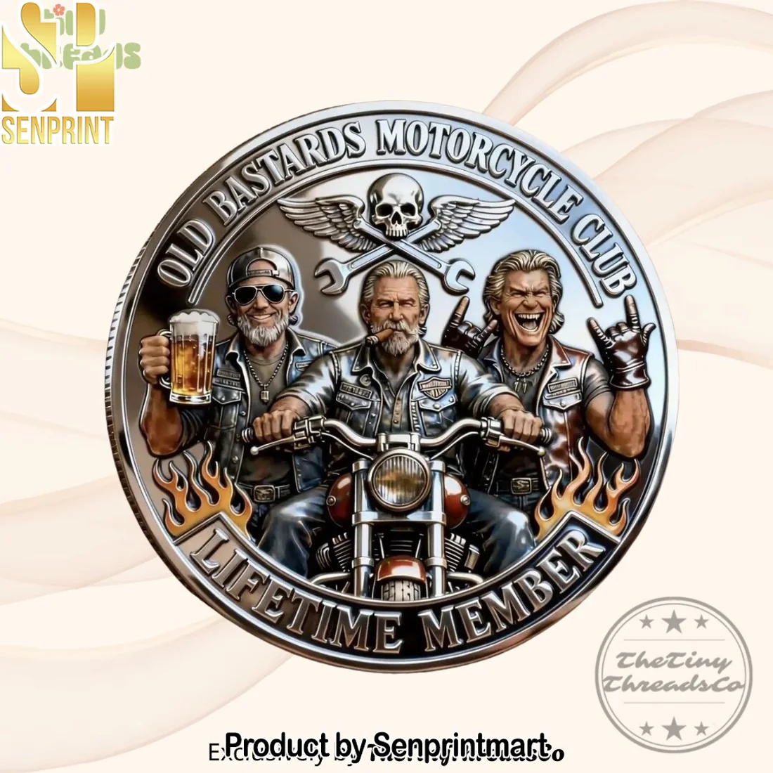 Old Bastards Motorcycle Club Lifetime Member Titties and Freedom Double Sided Biker Challenge Coin Old Bastards Motorcycle Club Lifetime Member Titties and Freedom Double Sided Biker Challenge Coin