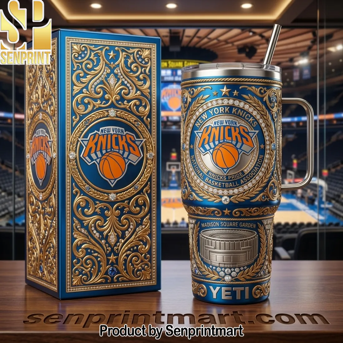 New York Knicks Madison Square Garden Luxury 3D Embossed 40oz Tumbler With Handle
