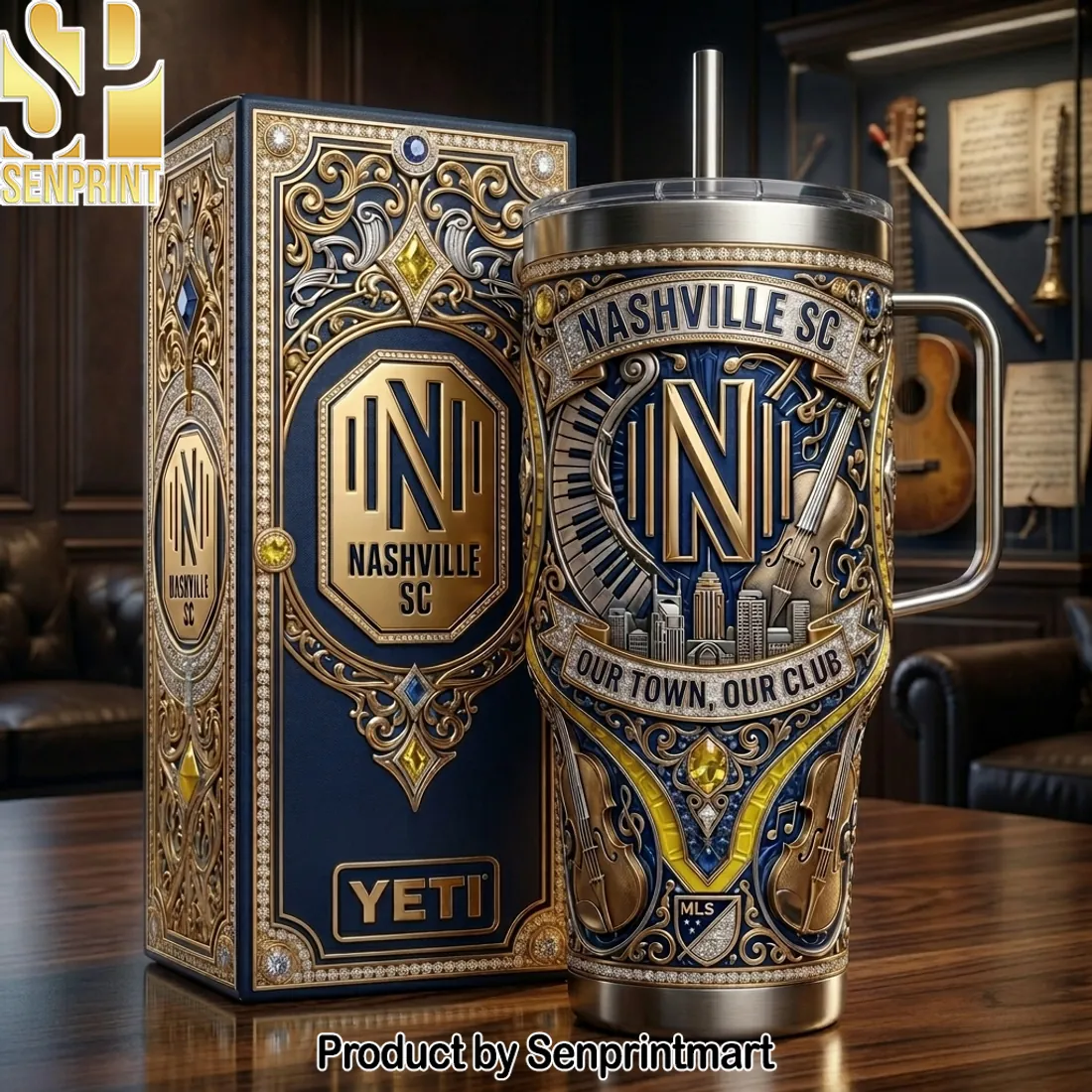 Nashville SC Our Town Our Club Luxury 3D Embossed 40oz Tumbler With Handle