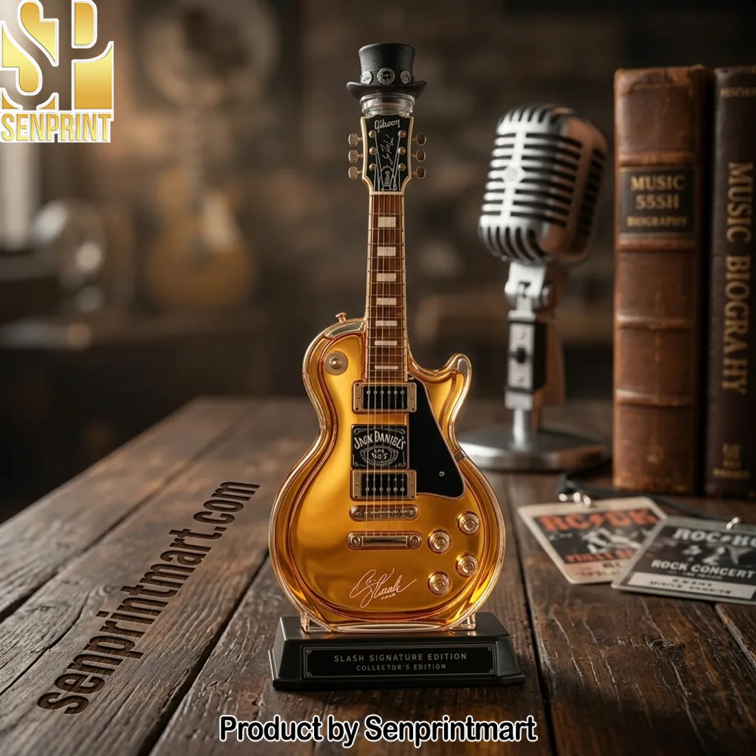 Slash Signature Gibson Les Paul Jack Daniels Gold Guitar Whiskey Bottle