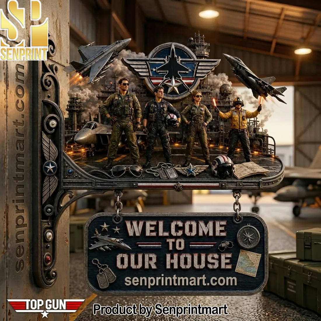 Top Gun Maverick Welcome to Our House 3D Aviation Hanging Welcome Sign