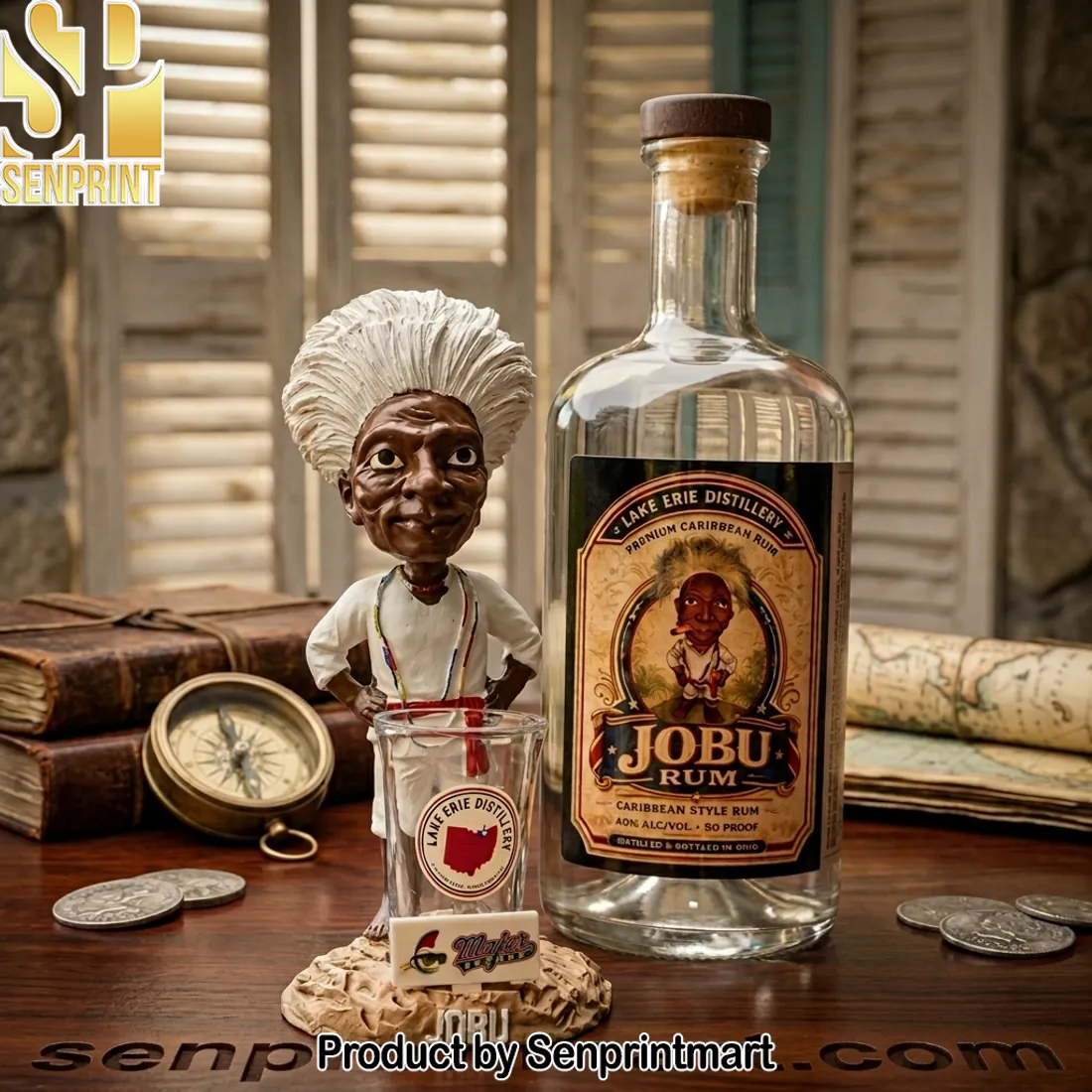 Major League Movie Jobu Rum Replica Collectible Bobblehead Figure and Bottle Set