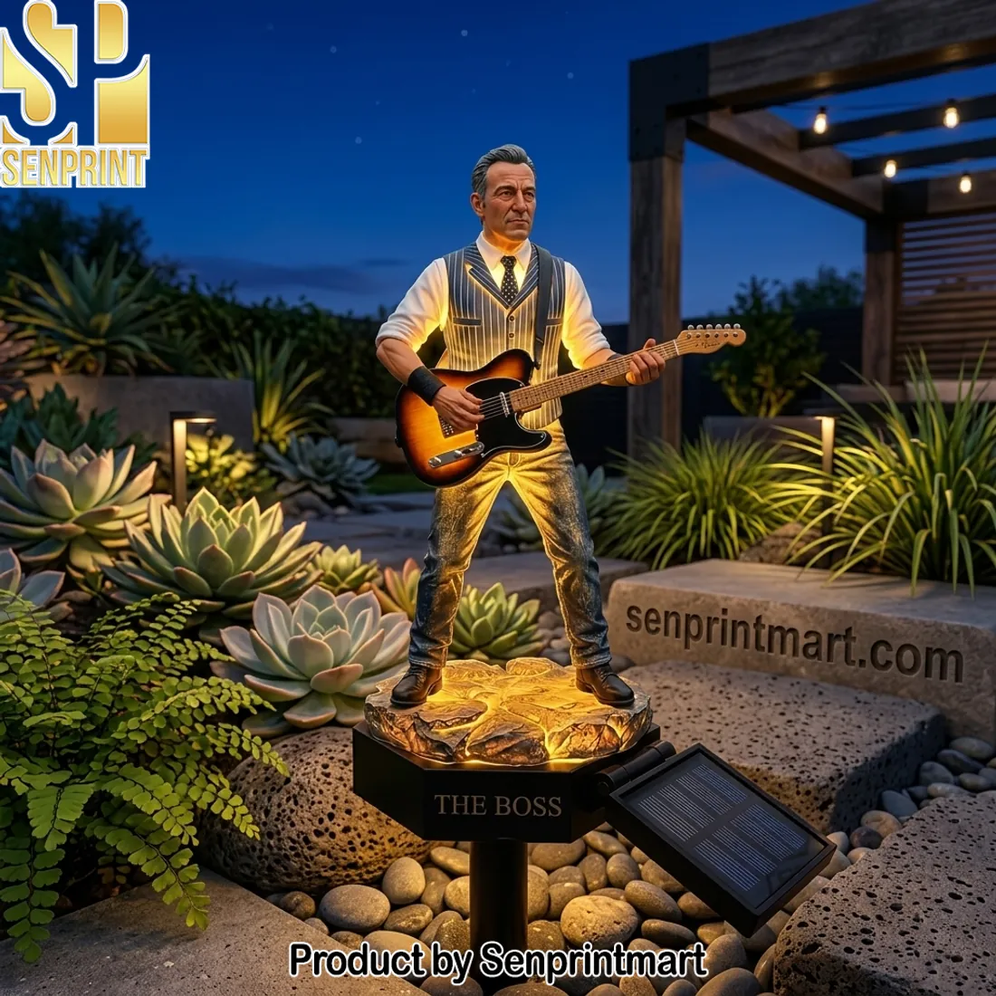 Bruce Springsteen The Boss Rock Legend Premium Solar Garden Light