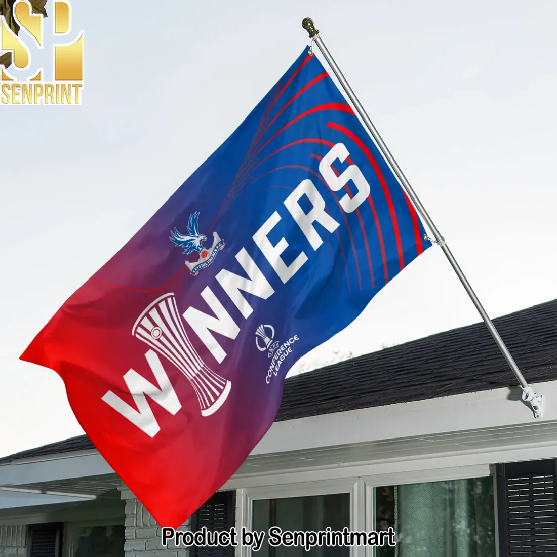 Crystal Palace FC 2026 UEFA Conference League Winners Commemorative Premium Double-Sided House Flag Crystal Palace FC 2026 UEFA Conference League Winners Commemorative Premium Double-Sided House Flag