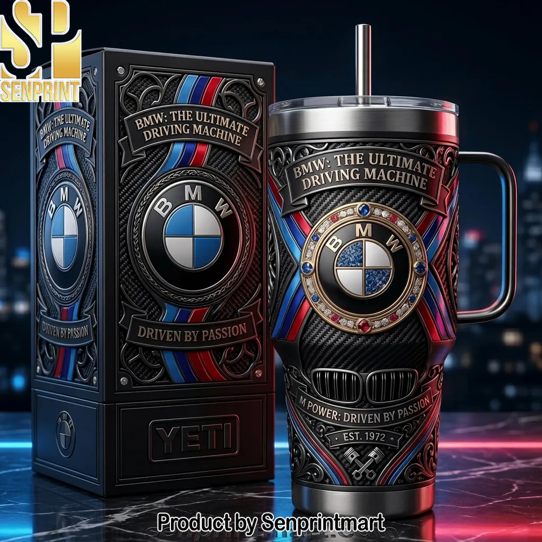 BMW The Ultimate Driving Machine M Power Premium 3D Embossed Stainless Steel Tumbler