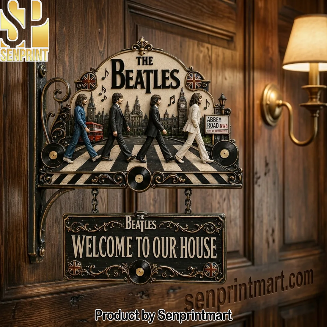 The Beatles Abbey Road Welcome To Our House Vintage Hanging Welcome Sign