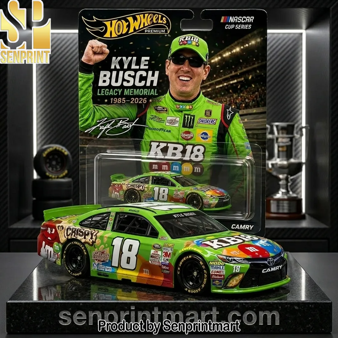 Hot Wheels Premium Kyle Busch Legacy Memorial 1985-2026 NASCAR Camry Diecast Car