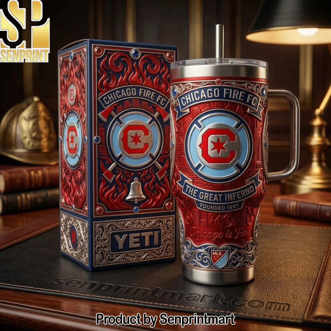 Chicago Fire FC “The Great Inferno” 40oz Insulated Tumbler With Handle