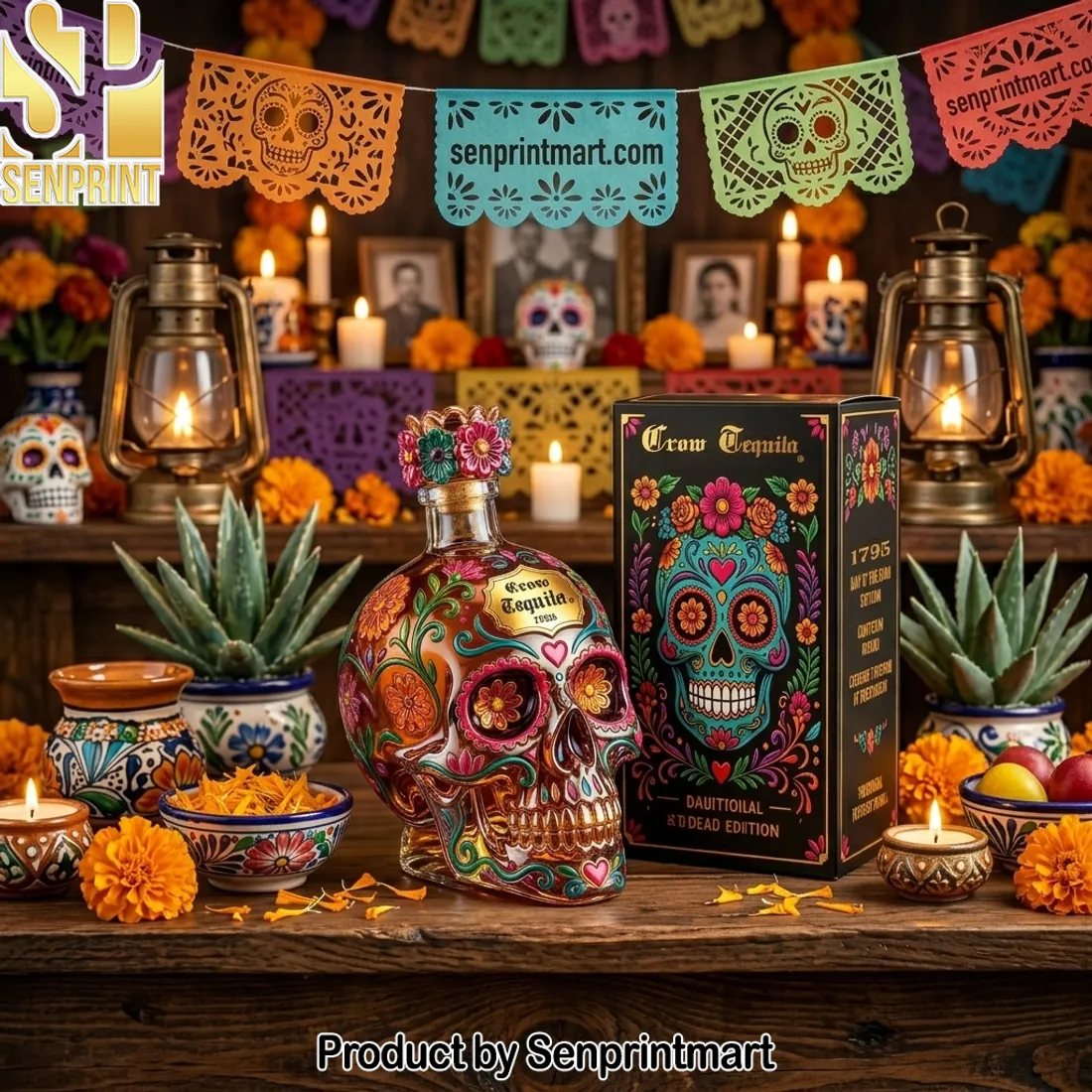 Crow Tequila Day of the Dead Limited Edition Skull Tequila Bottle