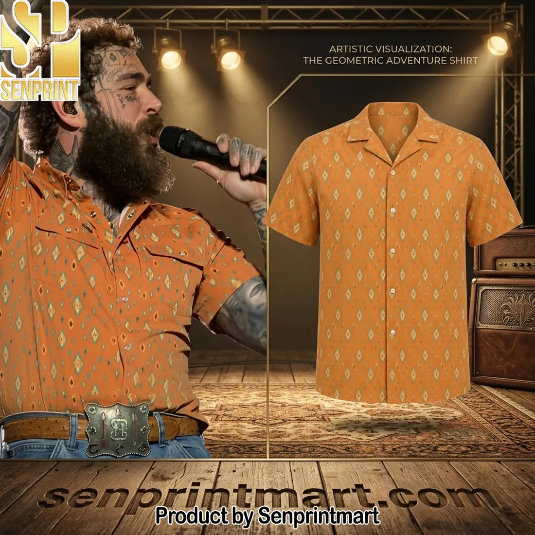 Post Malone The Big Ass World Tour 2026 Geometric Hawaiian Shirt