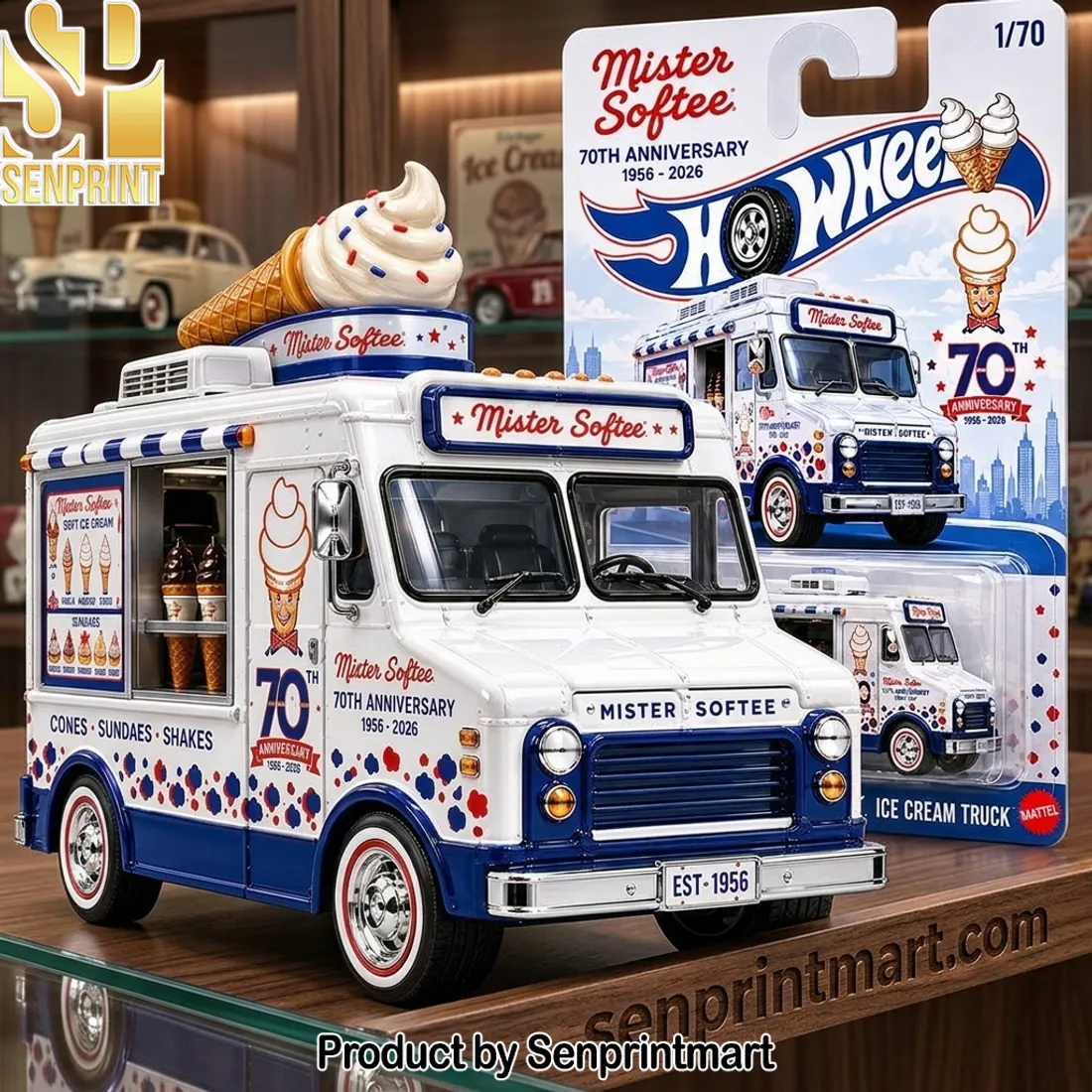 Hot Wheels Mister Softee 70th Anniversary Ice Cream Truck Die Cast Model