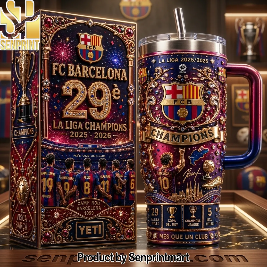 FC Barcelona 29th La Liga Champions 2025-2026 Commemorative Insulated Tumbler