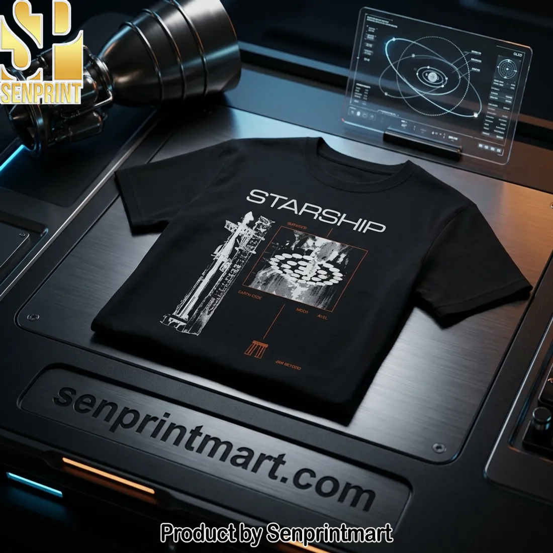 Starship Rocket Space Exploration Graphic T-Shirt