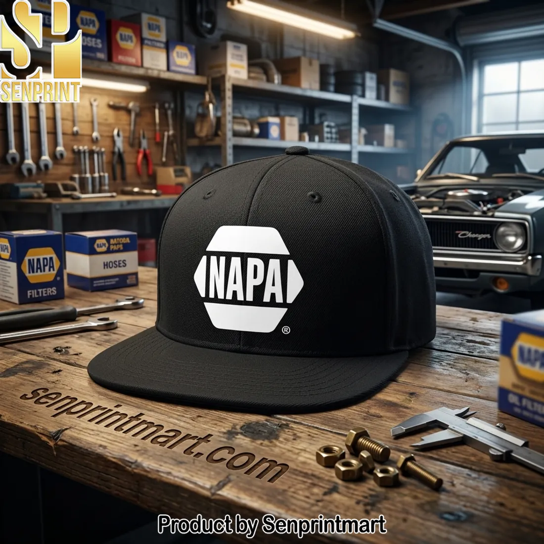 NAPA Black Logo Flat Brim Hat