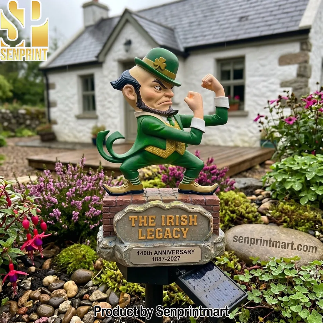 The Irish Legacy 140th Anniversary Fighting Irish Solar Garden Light