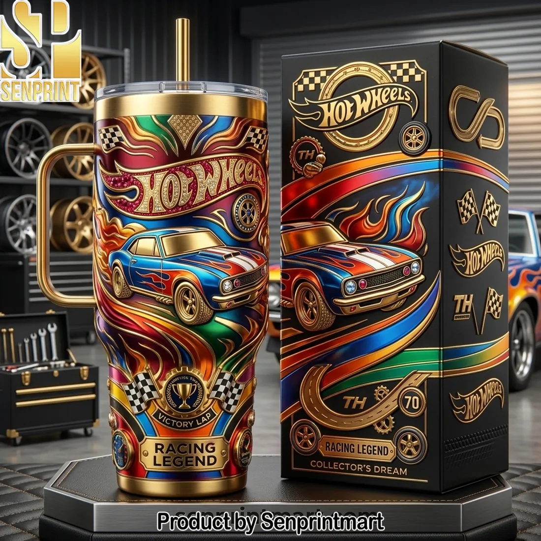 Hot Wheels Racing Legend 3D Embossed Classic Car Tumbler with Handle