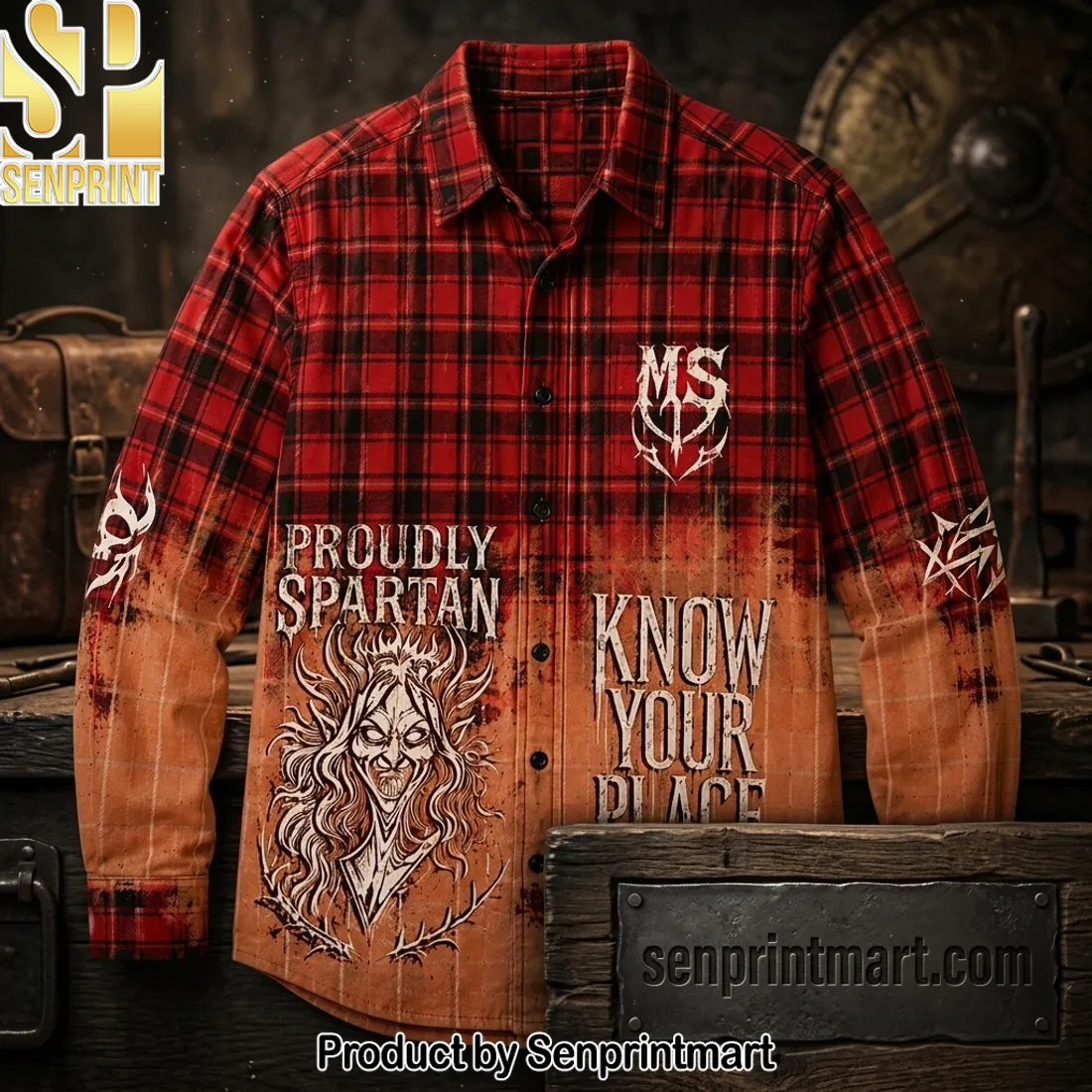 Mick Foley AEW Proudly Spartan Distressed Plaid Shirt