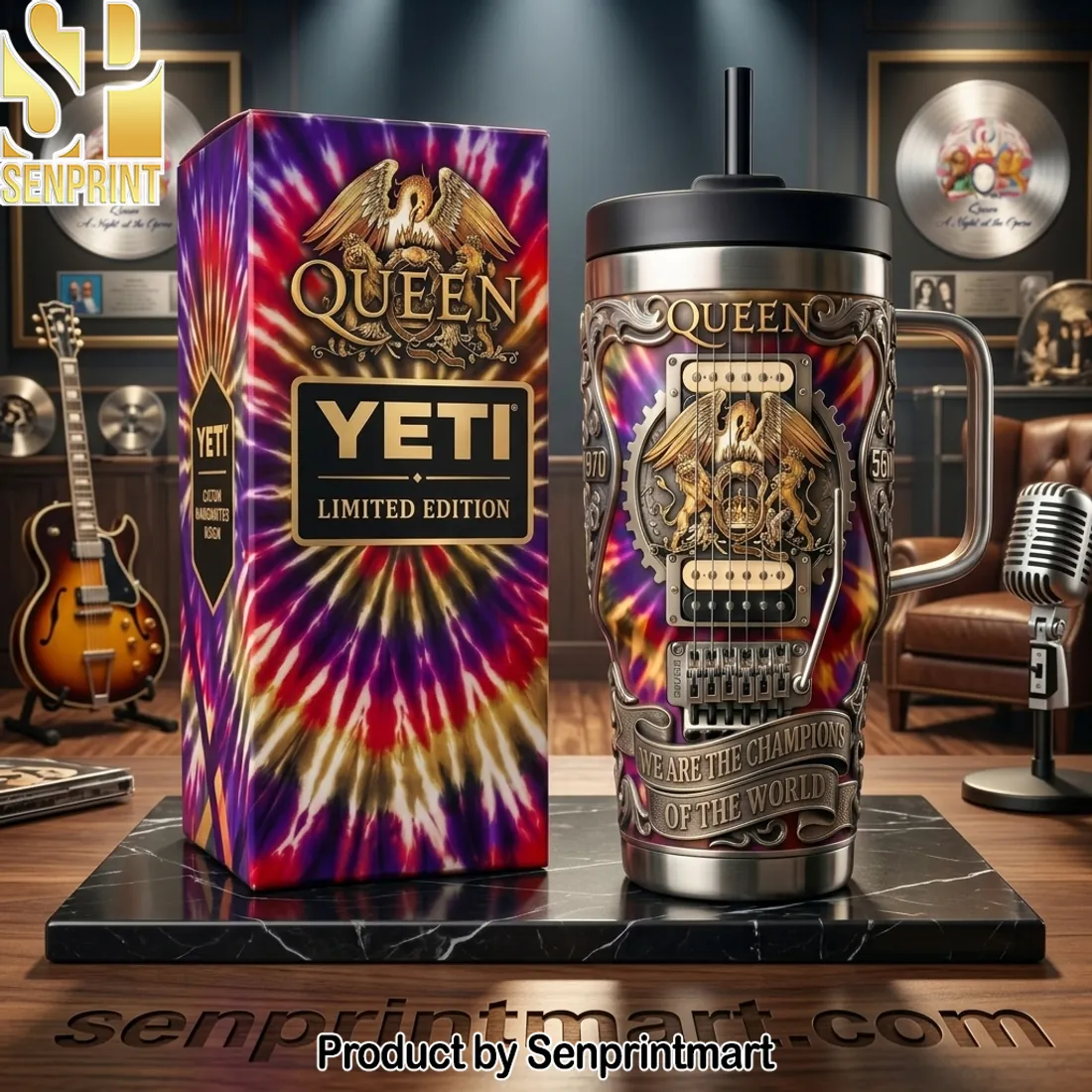 Queen Band Limited Edition “We Are The Champions” Guitar Yeti Tumbler