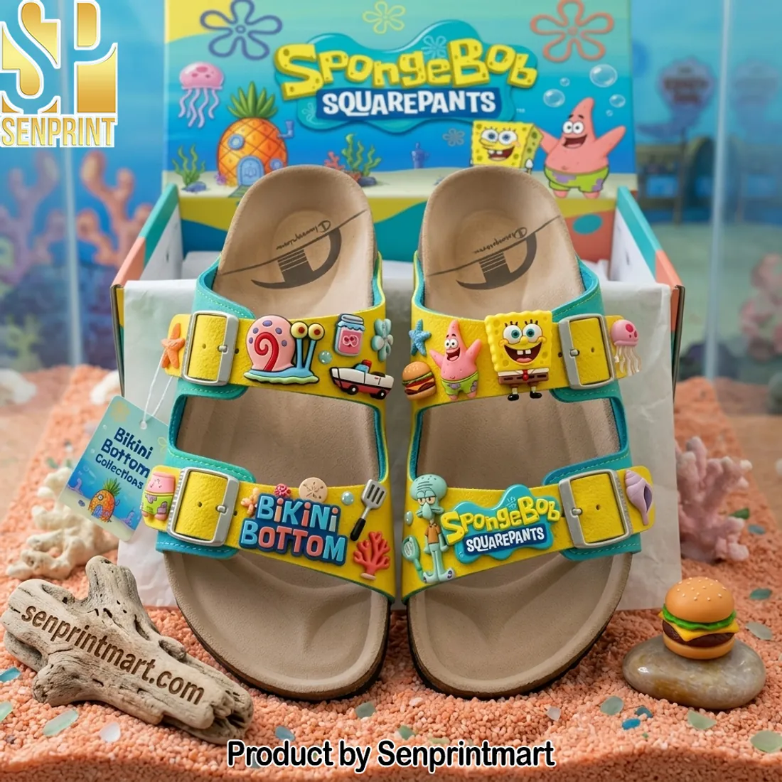 SpongeBob SquarePants 3D Character Charm Slide Sandals