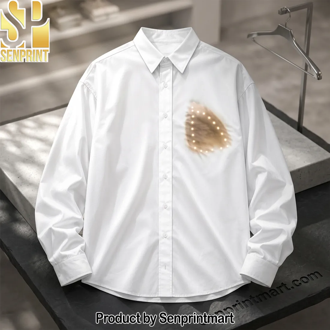White Glowing Heart Design Long Sleeve Shirt