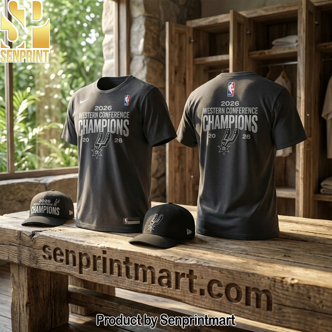 San Antonio Spurs 2026 Western Conference Champions Locker Room NBA Finals Graphic T-Shirt