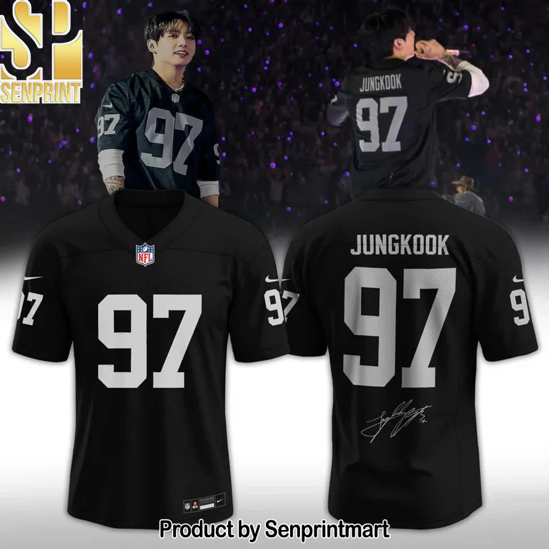 BTS J-Hope 94 Las Vegas 2026 Limited Edition Commemorative Black Signature Football Jersey BTS J-Hope 94 Las Vegas 2026 Limited Edition Commemorative Black Signature Football Jersey