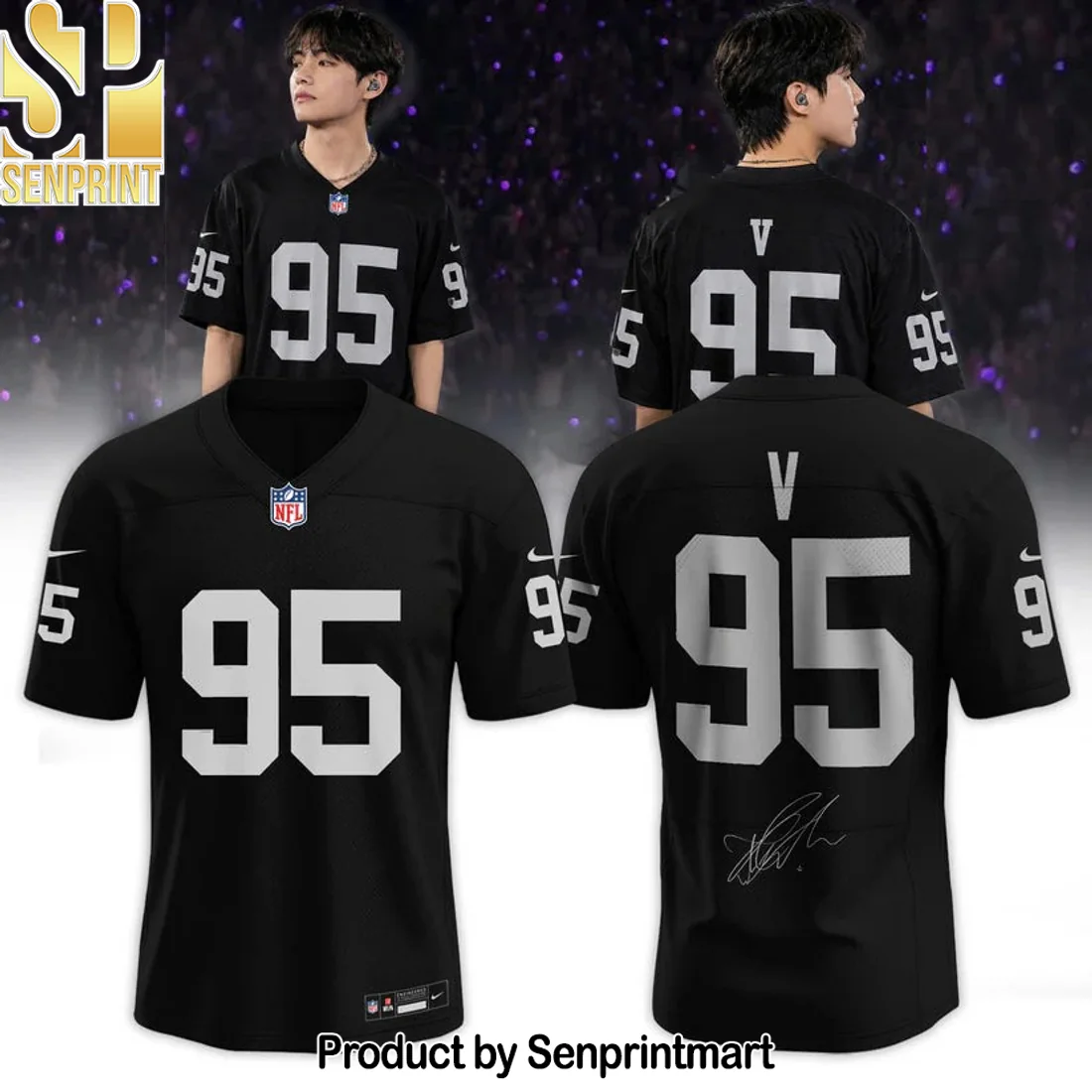 BTS J-Hope 94 Las Vegas 2026 Limited Edition Commemorative Black Signature Football Jersey BTS J-Hope 94 Las Vegas 2026 Limited Edition Commemorative Black Signature Football Jersey