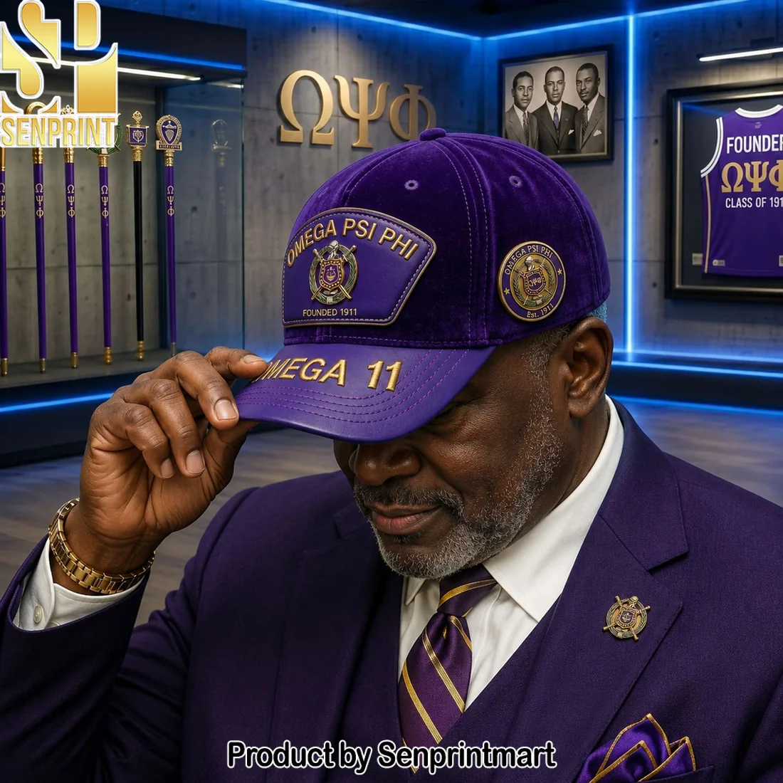 Omega Psi Phi Fraternity Founded 1911 Purple Velvet Luxury Gold Embroidered Baseball Cap Omega Psi Phi Fraternity Founded 1911 Purple Velvet Luxury Gold Embroidered Baseball Cap